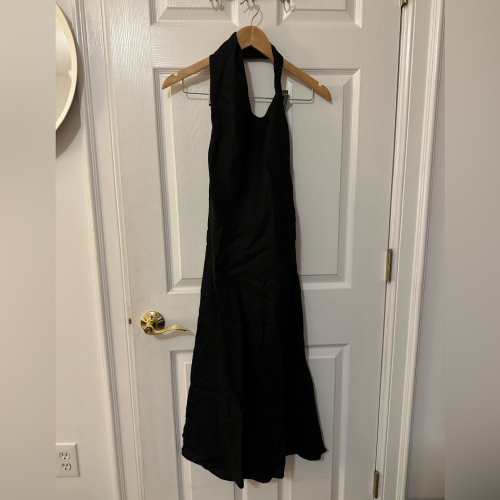 COS TWISTED LINEN-BLEND HALTERNECK DRESS NWT size 2 - Picture 5 of 7